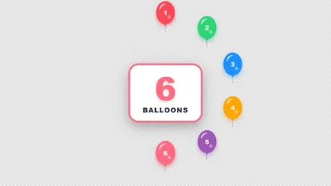 Counting Numbers 1 to 10 Balloon Pop-In with each number bouncing up 4K Alpha Stock Footage 346594688