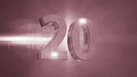 Counting numbers 4K (20 to 1 ) pink Stock Footage 93456364