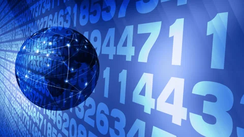 Counting numbers and predicting world globe scientific algorithm for data Stock Footage 271182540