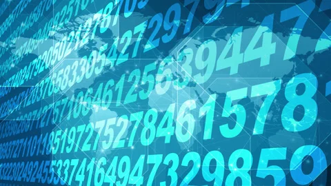 Counting numbers and world map scientific algorithm for machine learning and Vídeo Stock 271184549