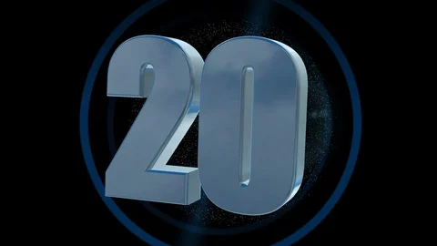 Counting numbers Blue 20 to 1 4K Video stock 93230765