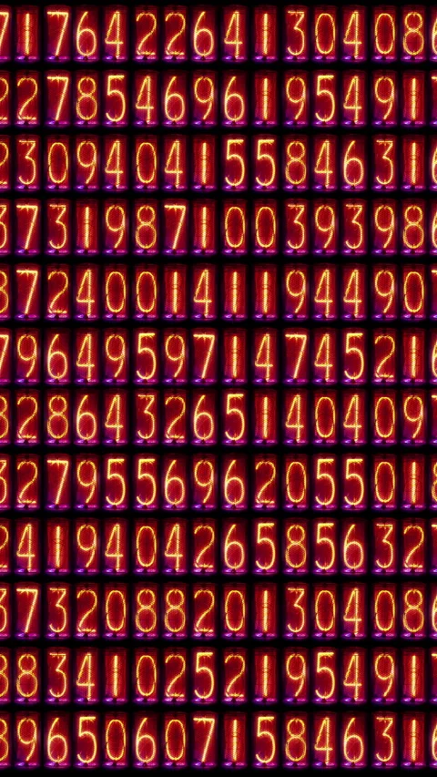 Counting numbers, time and code information in vertical Stock Footage 260651799