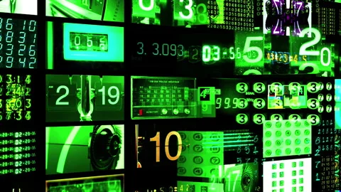 Counting numbers, time and code information Video stock 260836666