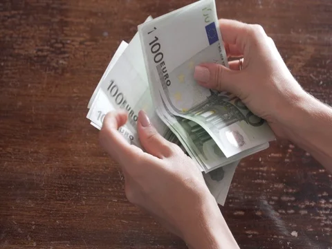 Counting one thousand euros Stock Footage 81014934