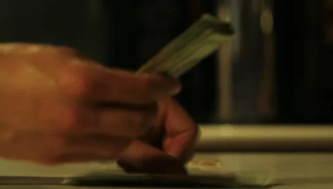 Counting out stack of U.S. cash (HD) c Video stock 10961793