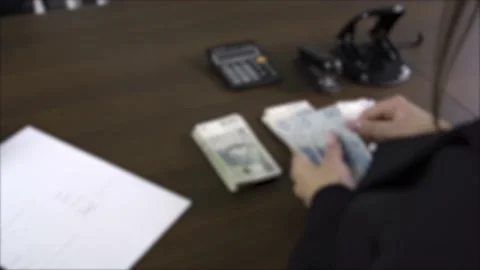 Counting polish bills Stock Footage 143974298
