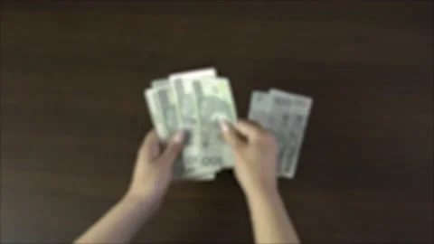 Counting polish bills Stock Footage 143974323