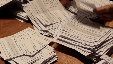 Counting the referendum ballot Stock Footage 102351411