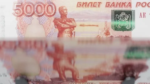 Counting Russian Rubles. Machine counter Stock Footage 194831813