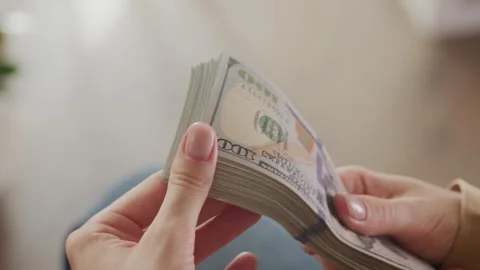 Counting a Stack of Hundred Dollar Bills Stock Footage 280227121
