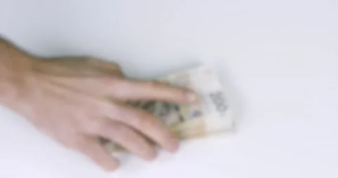 Counting stack of polish bills Stock Footage 143974091