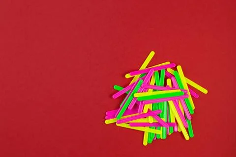 Counting sticks of different colors for classes with children Stock Photos