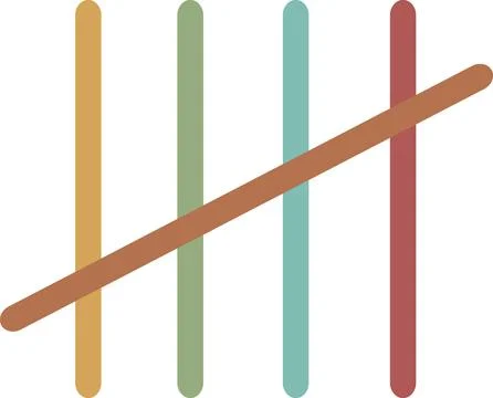 Counting sticks math education flat icon Stock Illustration