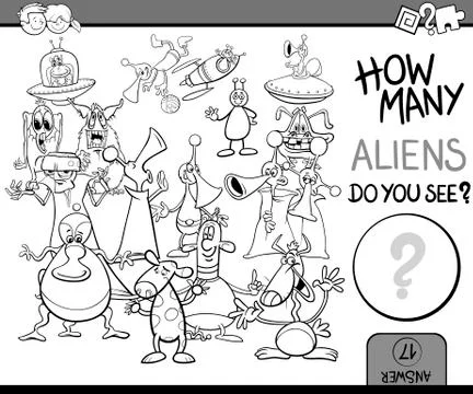 Counting task coloring page Illustrazione stock