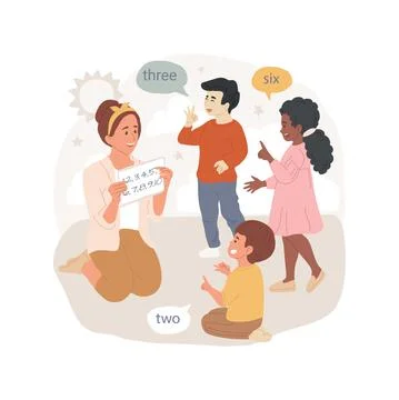 Counting to ten isolated cartoon vector illustration. Stock Illustration