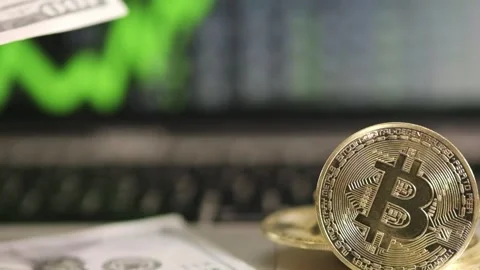 Counting usd 100 dollars bill profit from crypto bitcoin investment earning Stock Footage 274334740