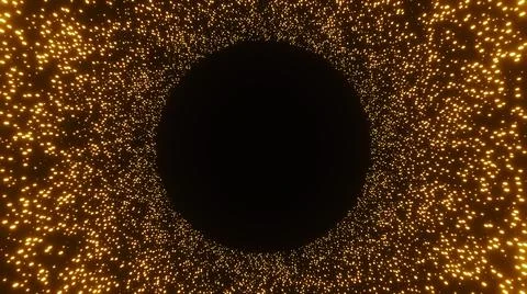 Countless glowing particles forming a round frame. 3D illustration. Stock Illustration