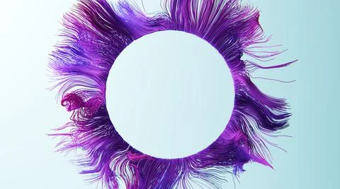 Countless wavy violet threads form a round frame. 3D illustration. Stock Illustration