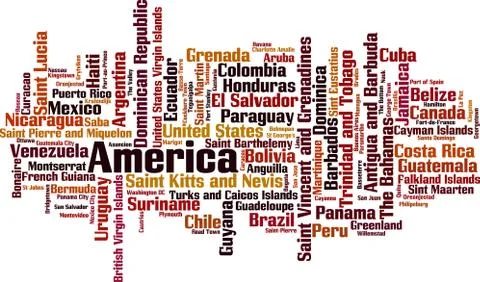 Countries in America word cloud Stock Illustration