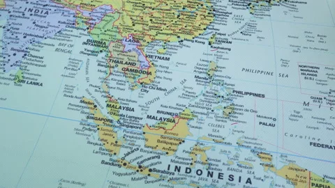 Countries of Asia On the World Map. Stock Footage 102655801