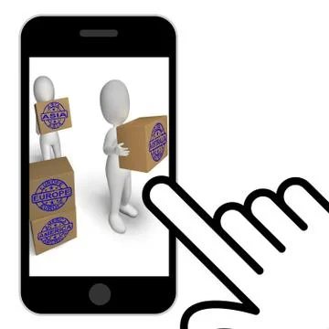 Countries boxes displays global trade exporting  and importing Stock Illustration