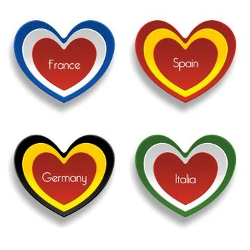 Countries heart flags Stock Illustration