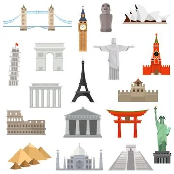 Countries of the world vector logo design template. architecture, monument or Stock Illustration