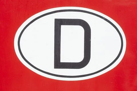 Country code D for Germany on a red vintage car, car licence plate, Germany, 스톡 일러스트