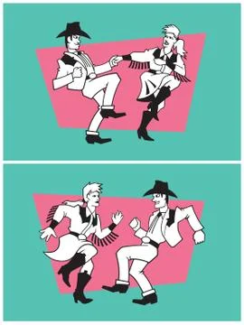 Country Dancers Vector Design. Stock Illustration