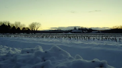 Country Farm Winter Landscape - 4K 24fps Rec709 Stock Footage