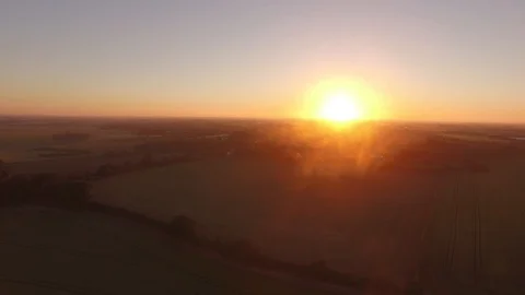 Country Fields With Sunset Drone Shot Video stock 94529035