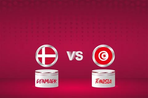 Country Flag Background Denmark vs Tunisia, 2022 world Football Championship  스톡 일러스트
