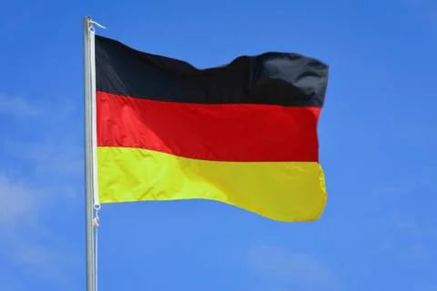 Country flag of Germany hanging in the wind Stock Photos