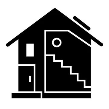 Country house solid icon. Gable roof house with big window vector illustration イラスト素材