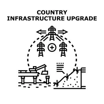 Country infrastructure upgrade progressing with development and construction Stock Illustration