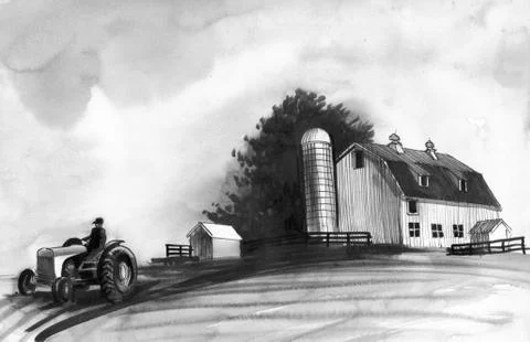 Country landscape Stock Illustration