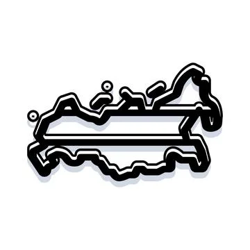 Country map outline with solid shadow on white Stock-Illustration