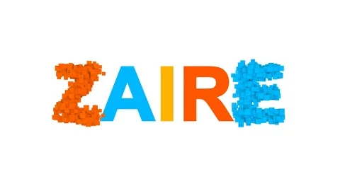 Country name ZAIRE from letters of different colors appears behind small Stock Footage 86564591