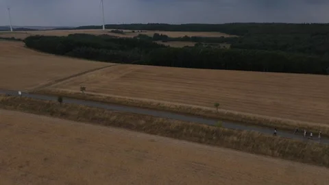 Country road between harvested fields in the Hunsrück uplands Vídeo Stock 340367941