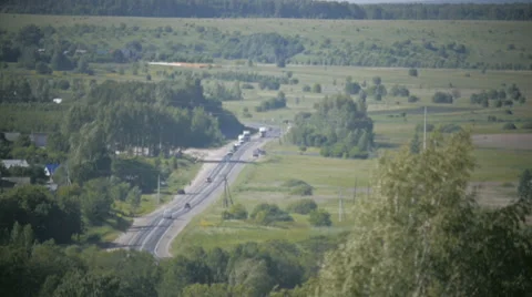 Country road at the european alps landscape Stock Footage