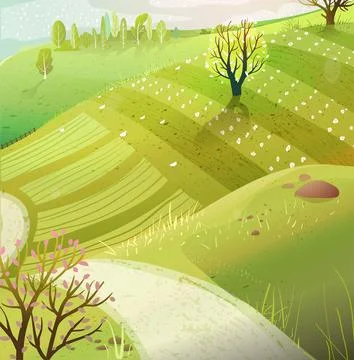 Country Road or Path, Rustic Scenery Wallpaper Stock Illustration