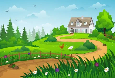 Country summer Stock Illustration