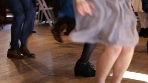 Country Swing Dancing at Wedding Event with Bride and Groom Stock Footage 76484153