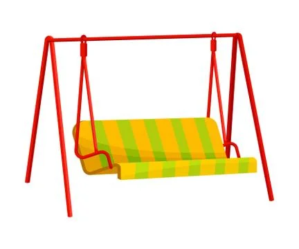 Country swing on a metal support. Vector illustration on white background. Stock Illustration