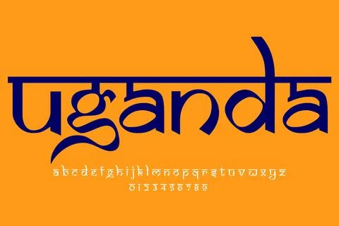 Country Uganda text design. Indian style Latin font design, Devanagari insp.. Stock Illustration