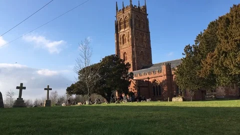 Country wedding at St Mary's Church, Bishops Lydeard, Somerset, UK Time Lapse Stock Footage