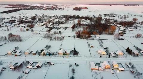 Countryside and trees in winter, shooting with a drone Stock Photos