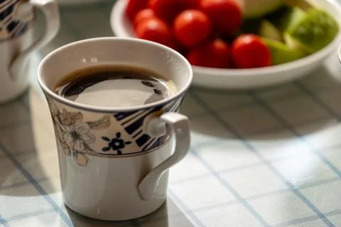 Countryside B&amp;B Breakfast: Hand-drip Coffee in Exquisite Porcelain Cups wit.. 写真素材