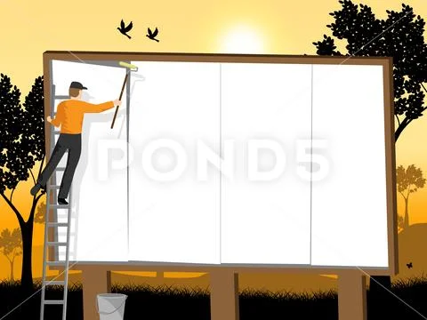 Countryside Billboard Means Text Space And Ad Stock Illustration