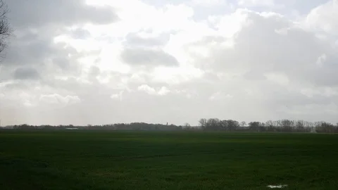 Countryside with dramatic sky Stock Footage